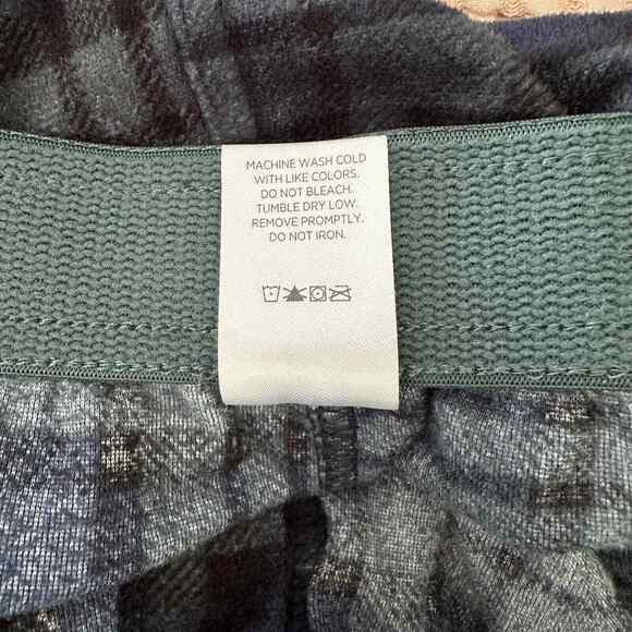 Green Plaid Fleece Lounge Pants Soft Touch Drawstring Waist Men's L - Picture 4 of 6